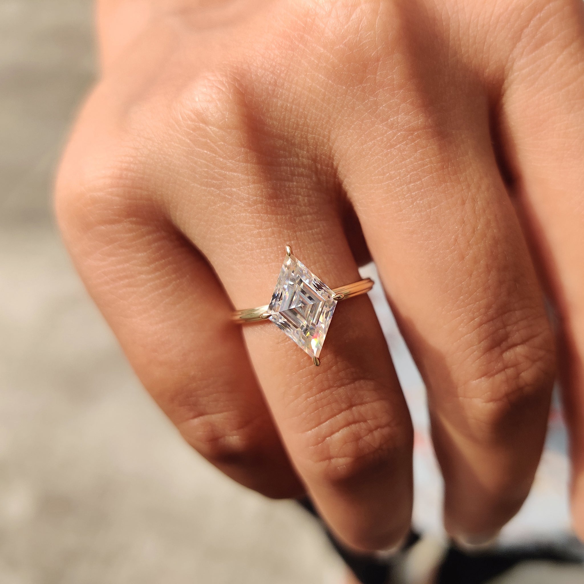 Lozenge Engagement Ring In Solitaire Style Main image