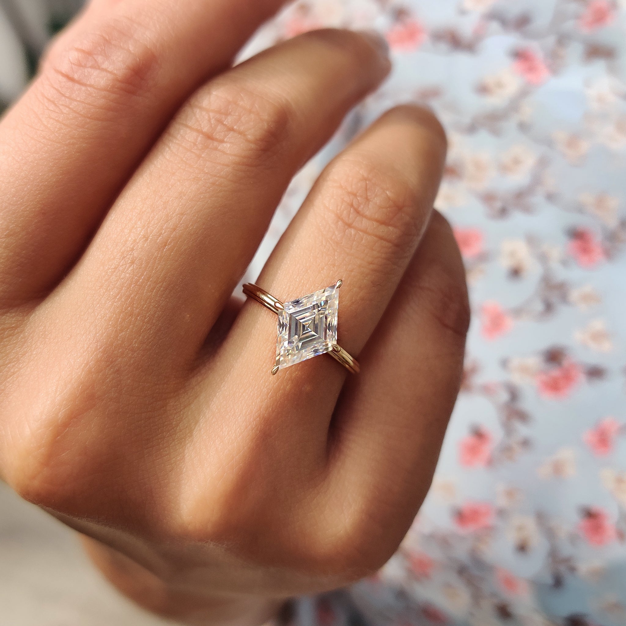 Lozenge Engagement Ring In Solitaire Style Secondary image