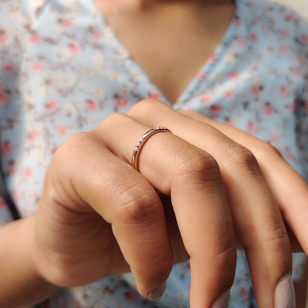Simple Round Moissanite Minimalist Wedding Band