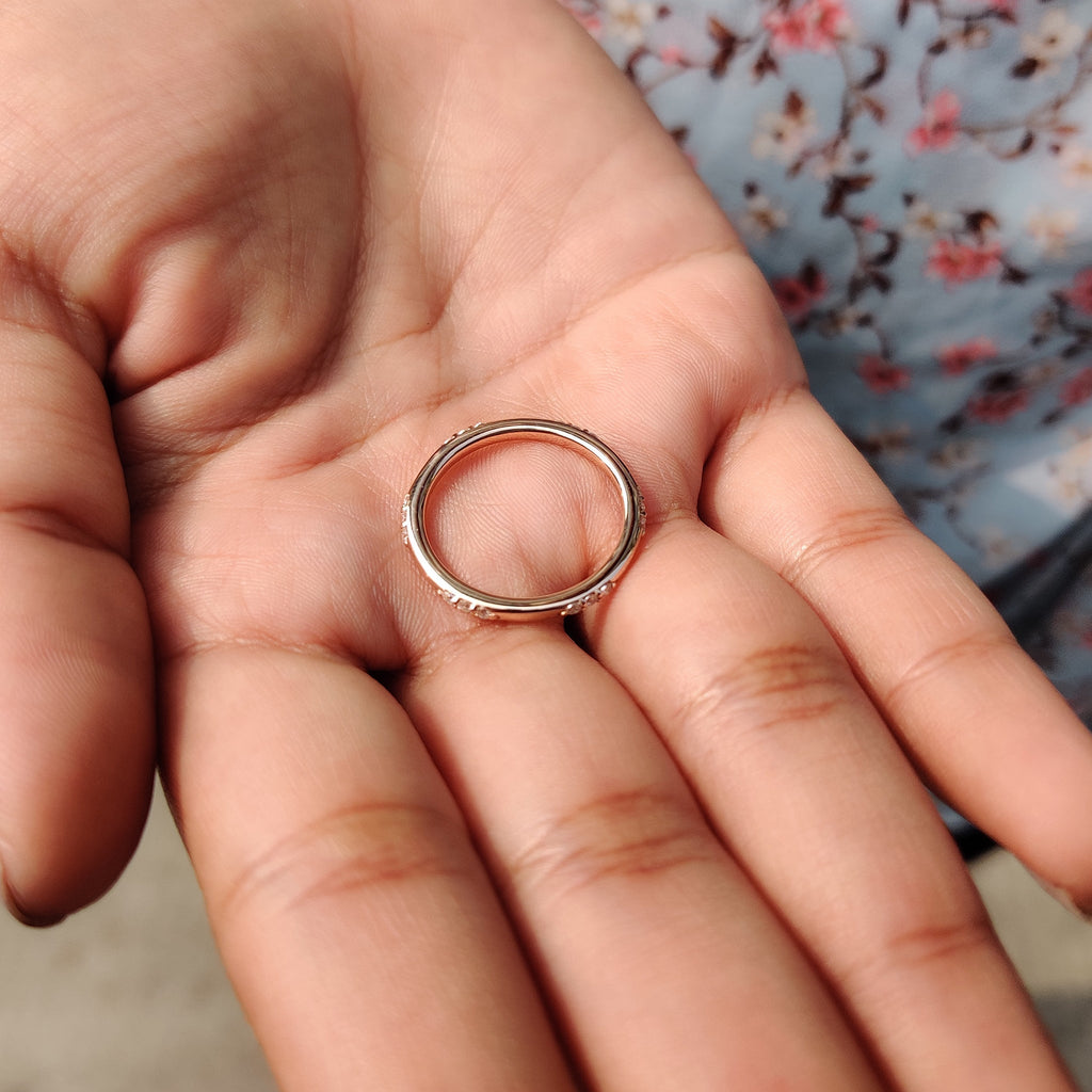 Simple Round Moissanite Minimalist Wedding Band