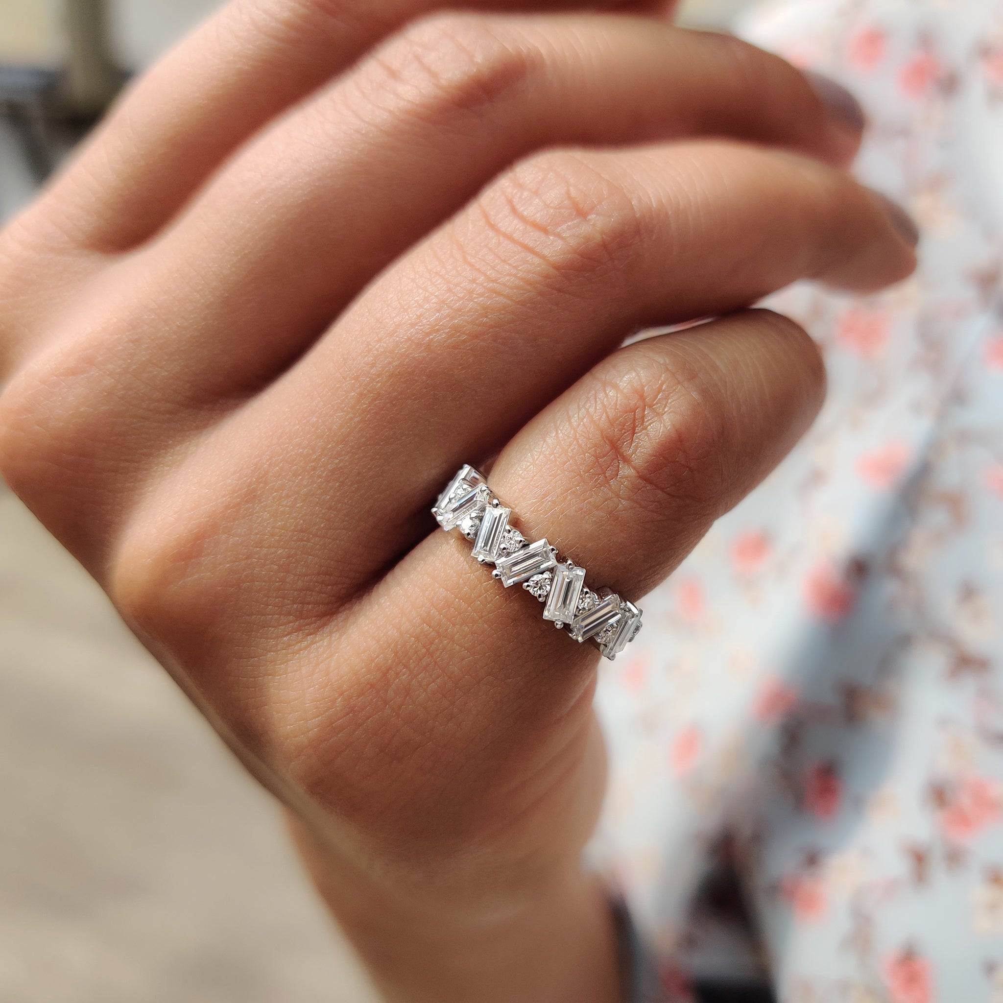Baguette Cut Wedding band In Zig Zag Style