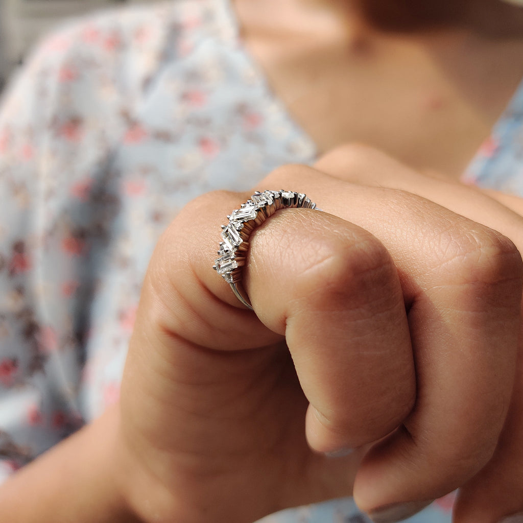 Baguette Cut Wedding band In Zig Zag Style