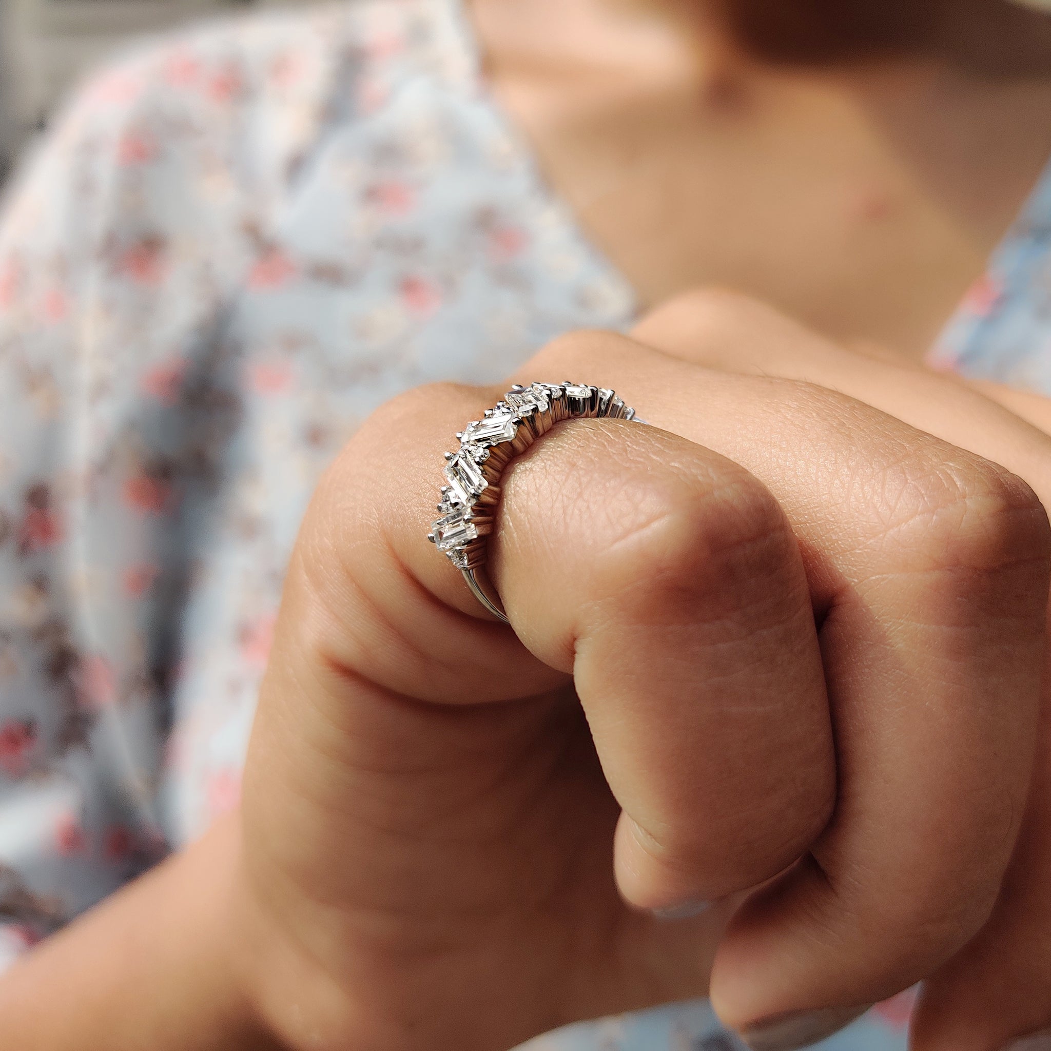 Baguette Cut Wedding band In Zig Zag Style