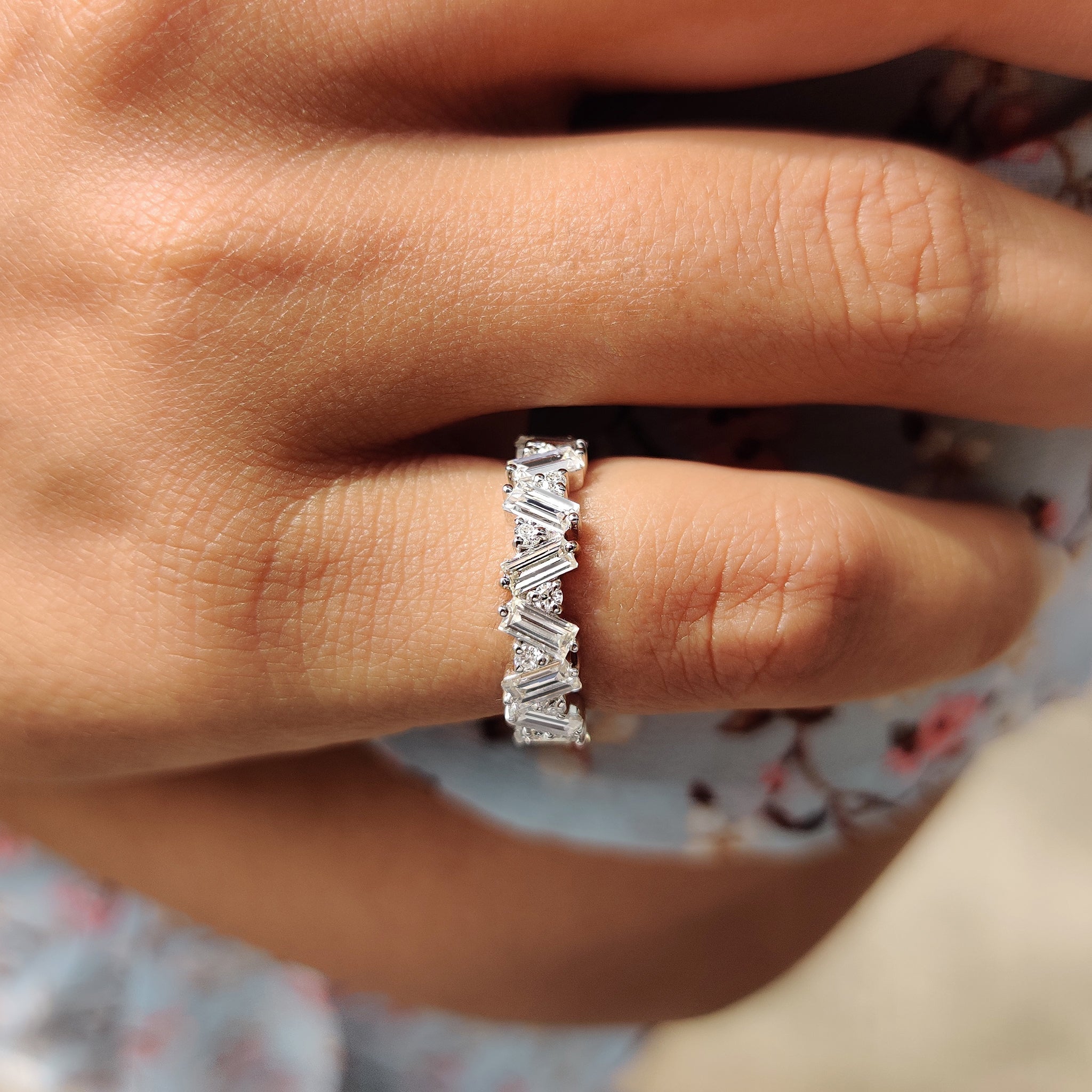 Baguette Cut Wedding band In Zig Zag Style