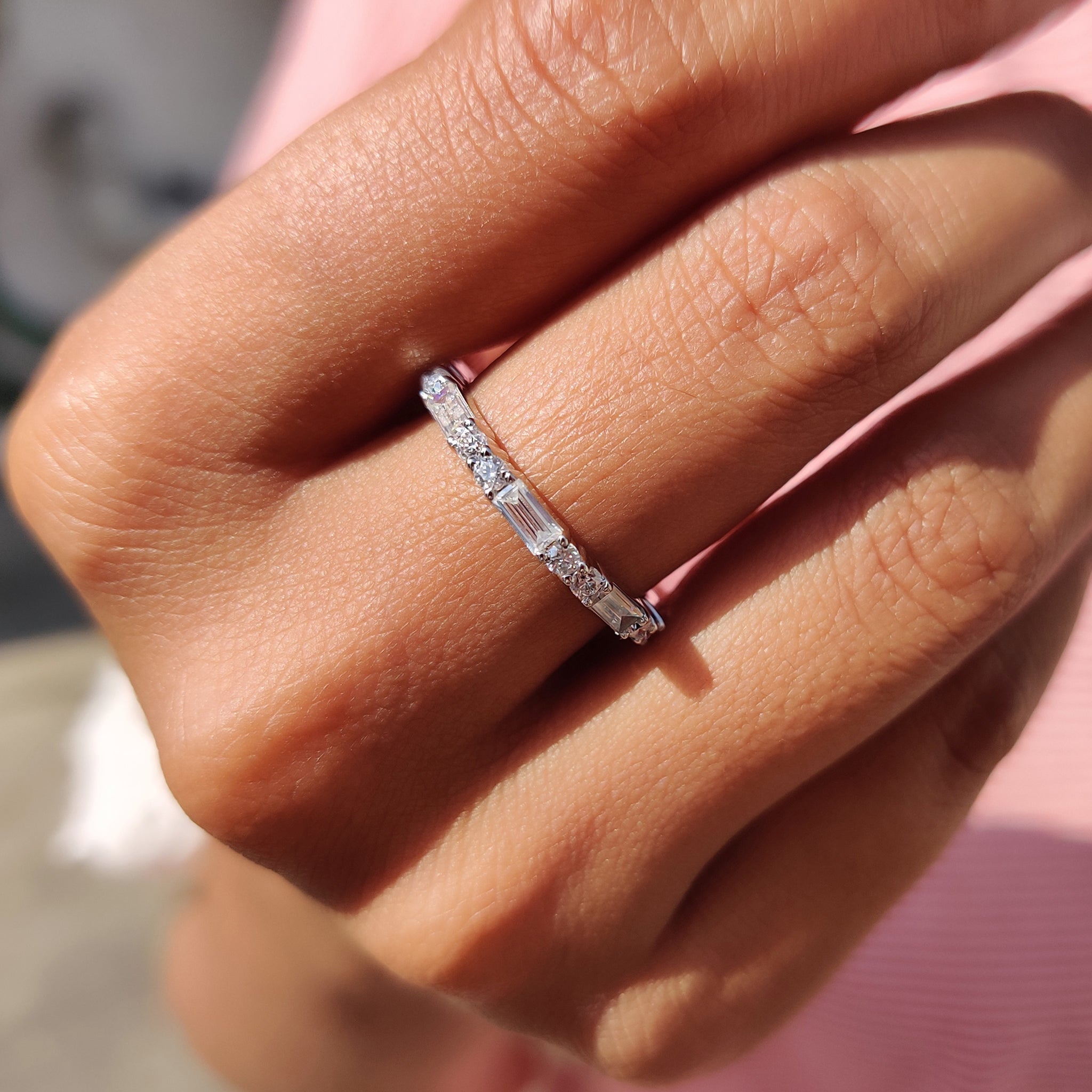 Full Eternity Baguette Cut Wedding band Imagen principal del producto