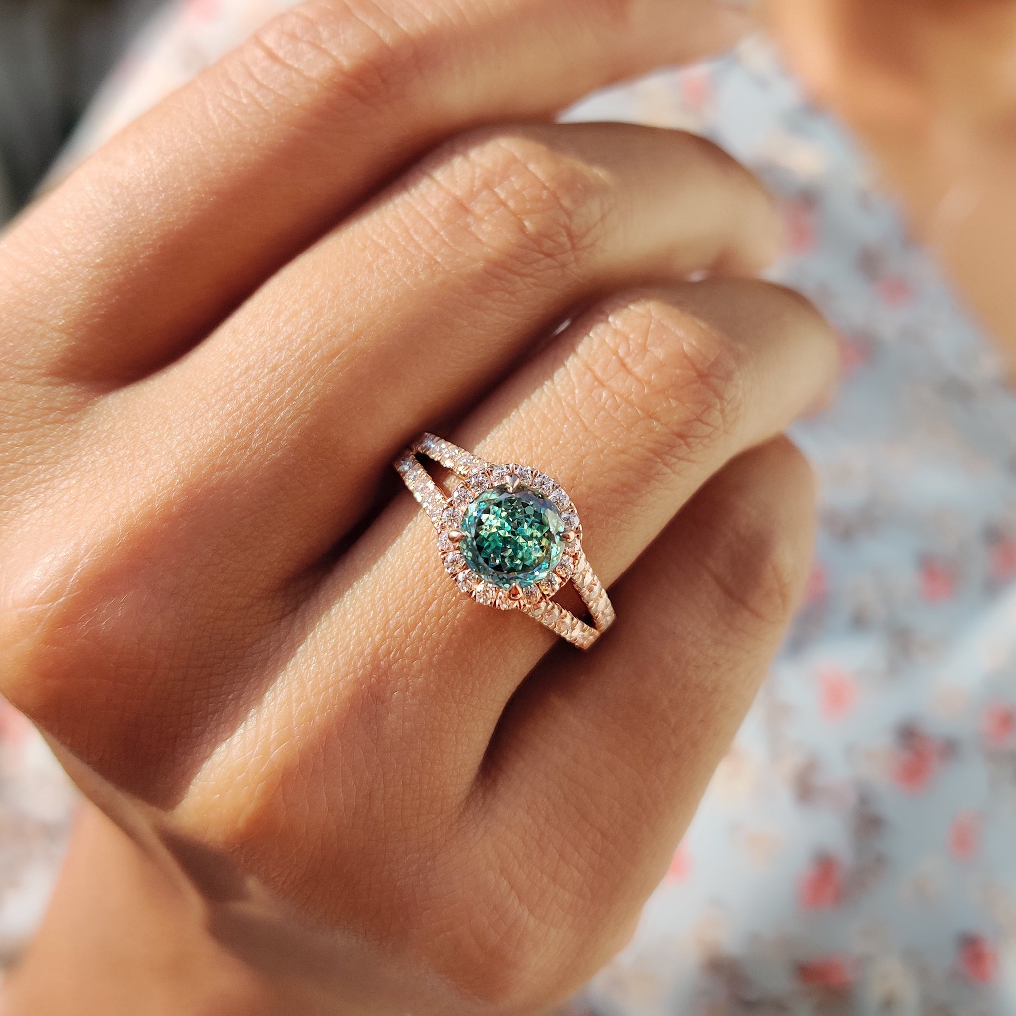 Portuguese Cut Engagement Ring With Halo Style Secondary image