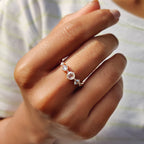 Round Rose cut Moissanite Ring With Compass Prong Setting