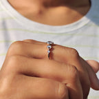 Round Rose cut Moissanite Ring With Compass Prong Setting