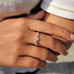Round Rose cut Moissanite Ring With Compass Prong Setting