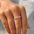 Round Rose cut Moissanite Ring With Compass Prong Setting