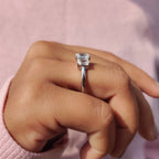 Emerald Cut Moissanite 3 Stone Engagement Ring