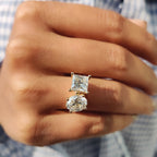 Oval and Princess Cut Moissanite Toi Et Moi Ring