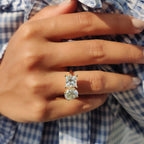 Oval and Princess Cut Moissanite Toi Et Moi Ring