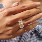 Oval and Princess Cut Moissanite Toi Et Moi Ring