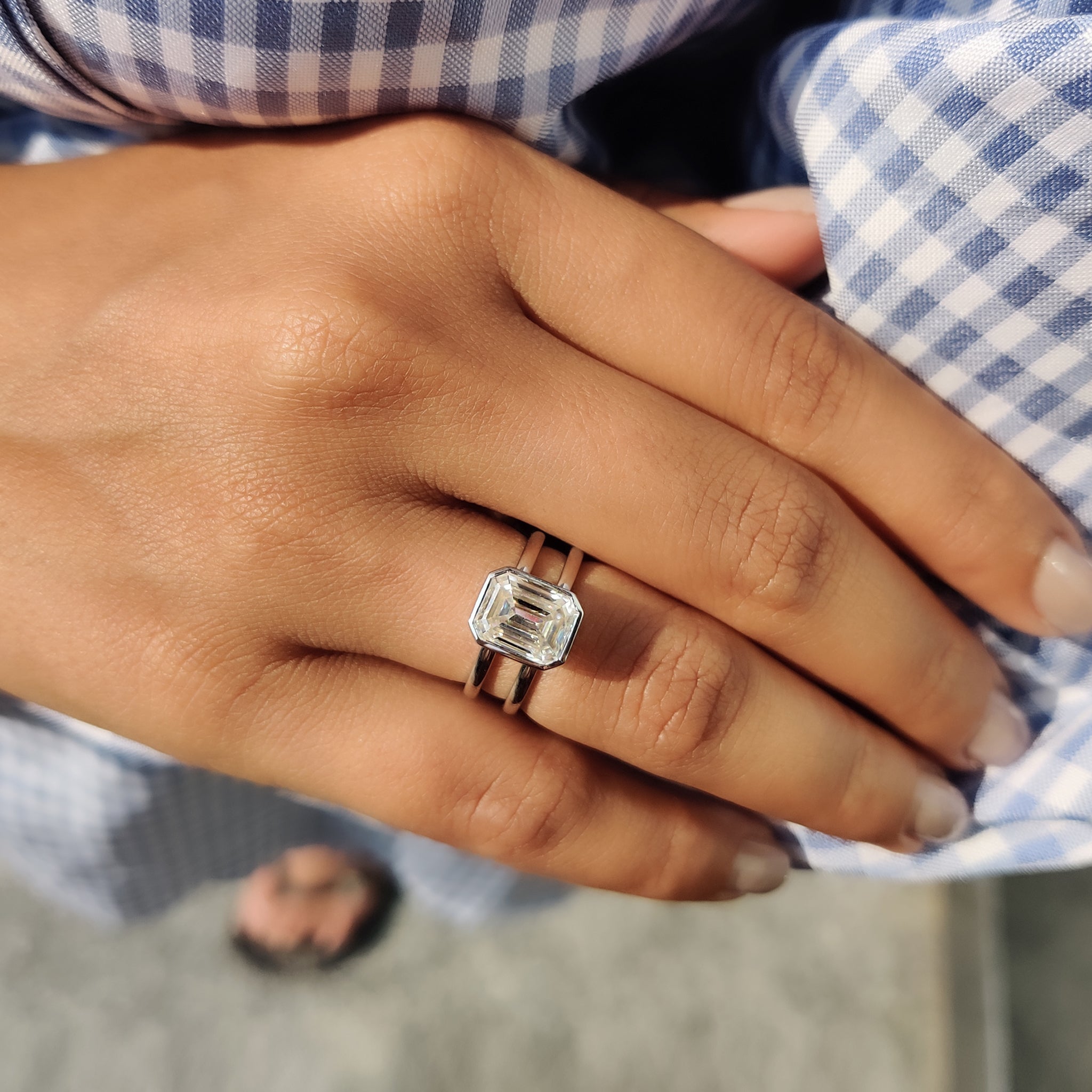 Emerald Cut Engagement Ring With Dual Shank Secondary image