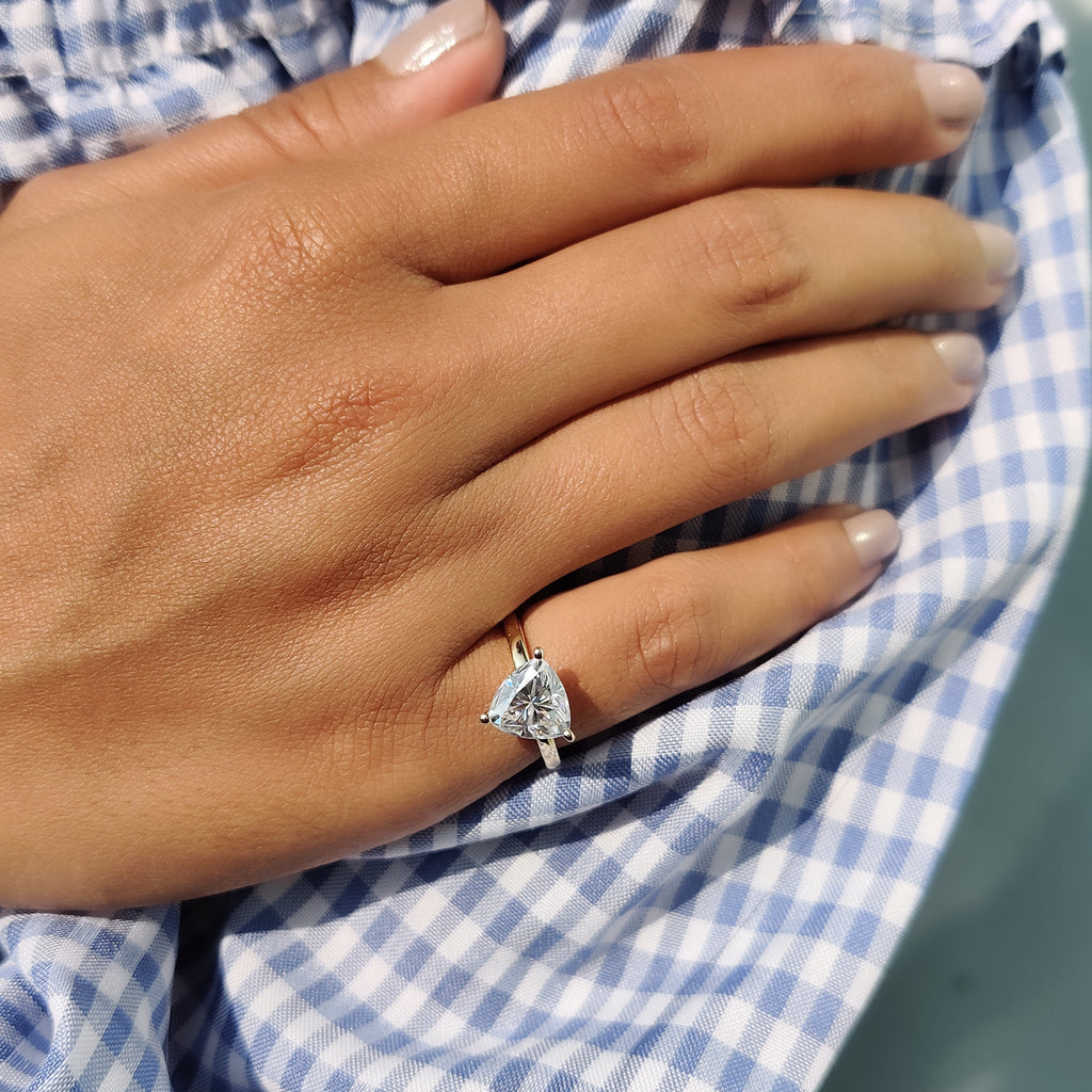 Trillion Cut Moissanite Solitaire Ring
