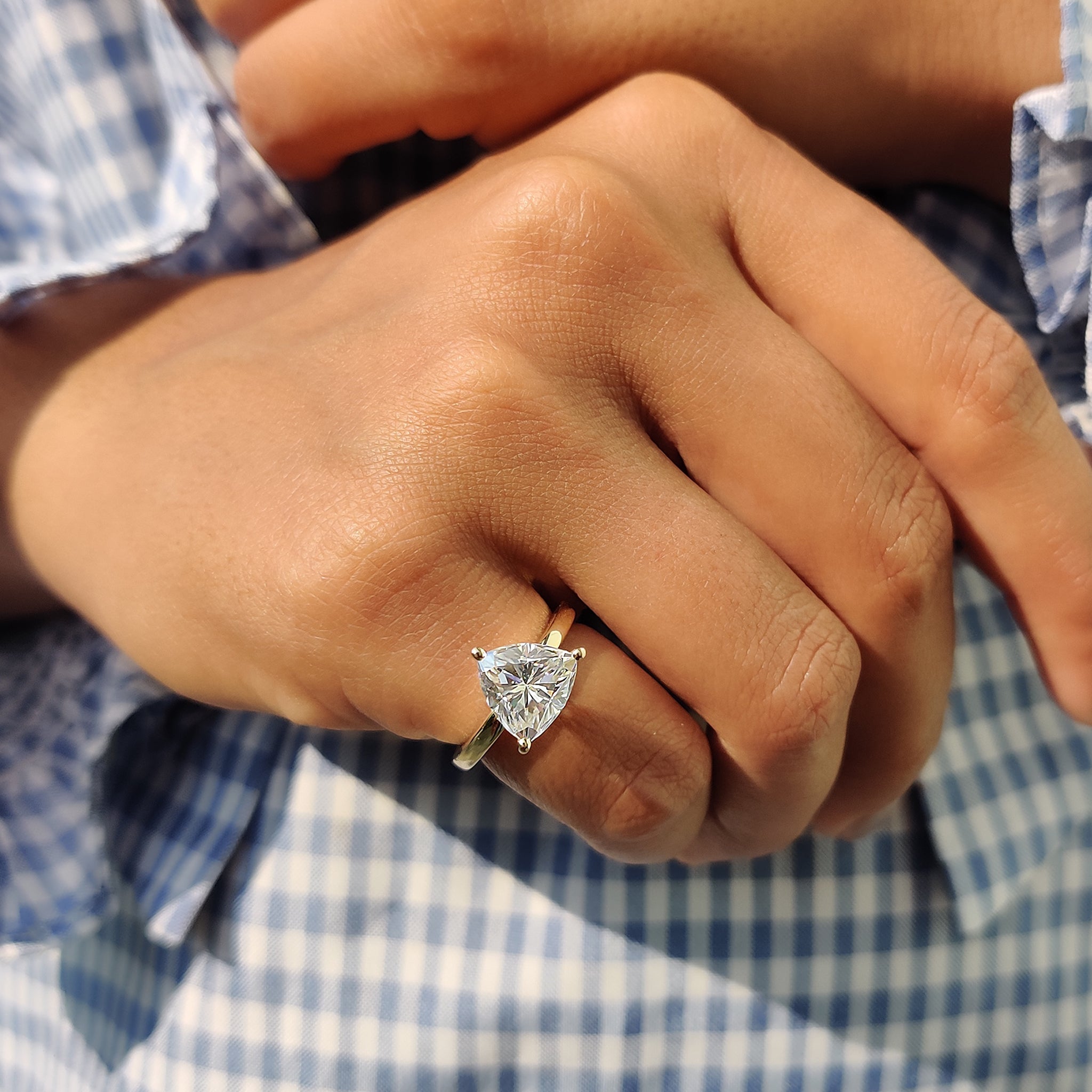 Trillion Cut Moissanite Solitaire Ring