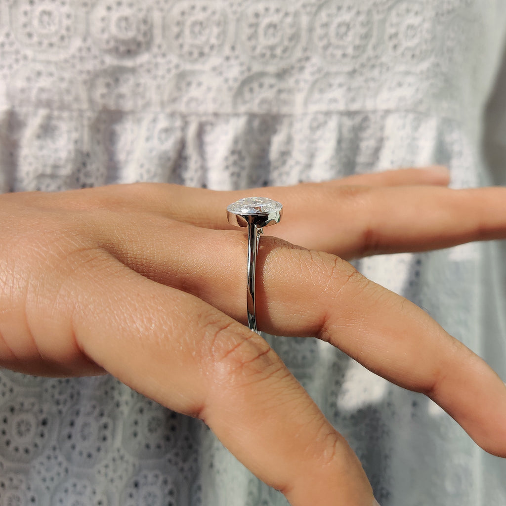 Portuguese Cut Bezel Set Engagement Ring
