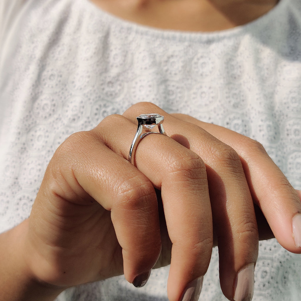 Portuguese Cut Bezel Set Engagement Ring