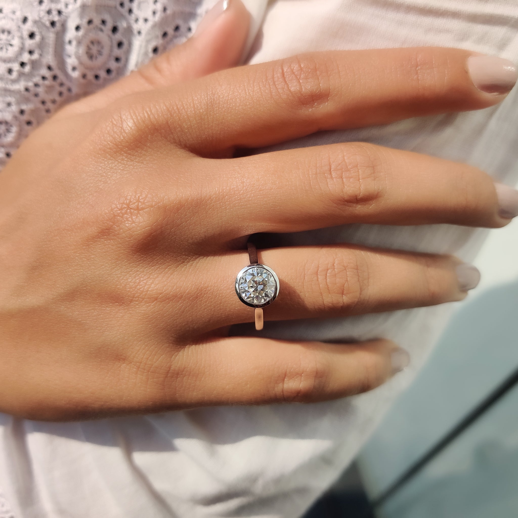 Old European Cut Bezel Engagement Ring