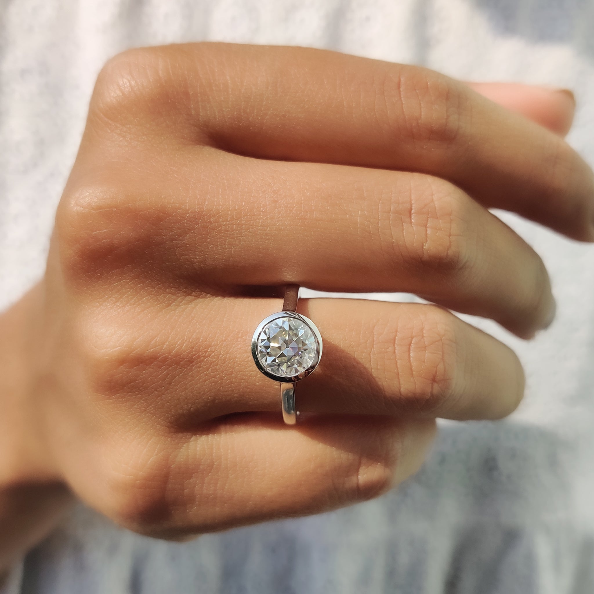 Old European Cut Bezel Engagement Ring Main image