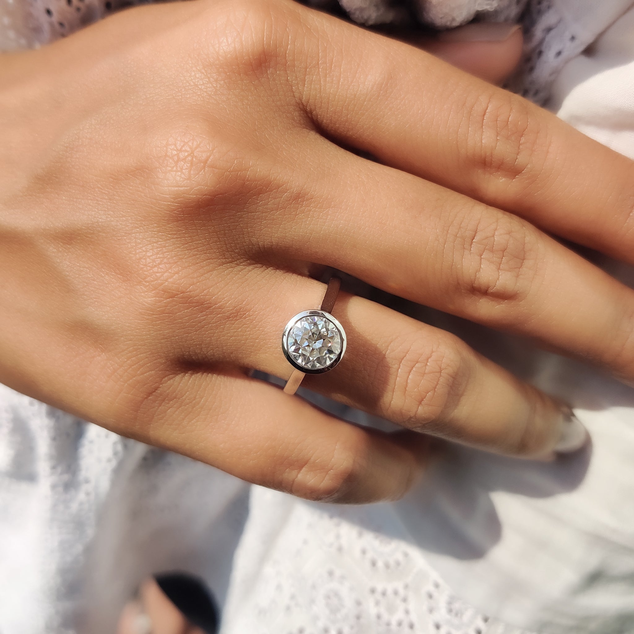 Old European Cut Bezel Engagement Ring