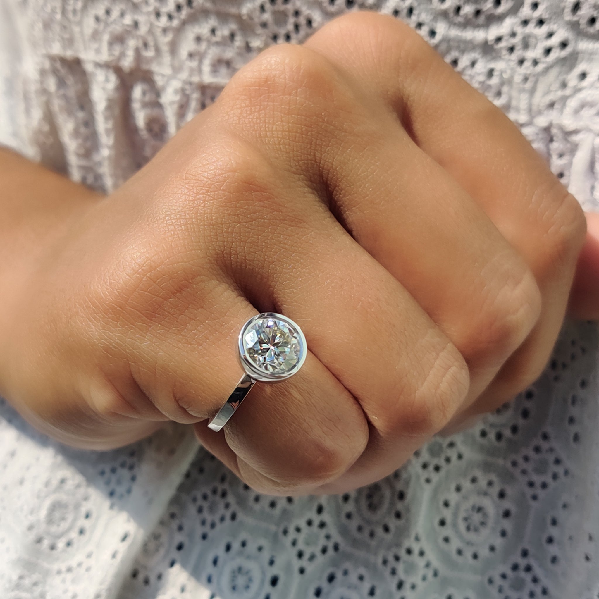 Round Cut Bezel Set Solitaire Ring