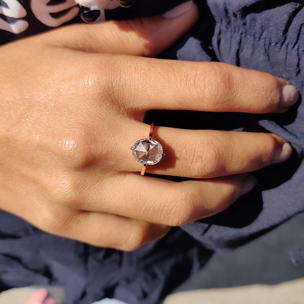 Cushion Rose Cut Solitaire Engagement Ring