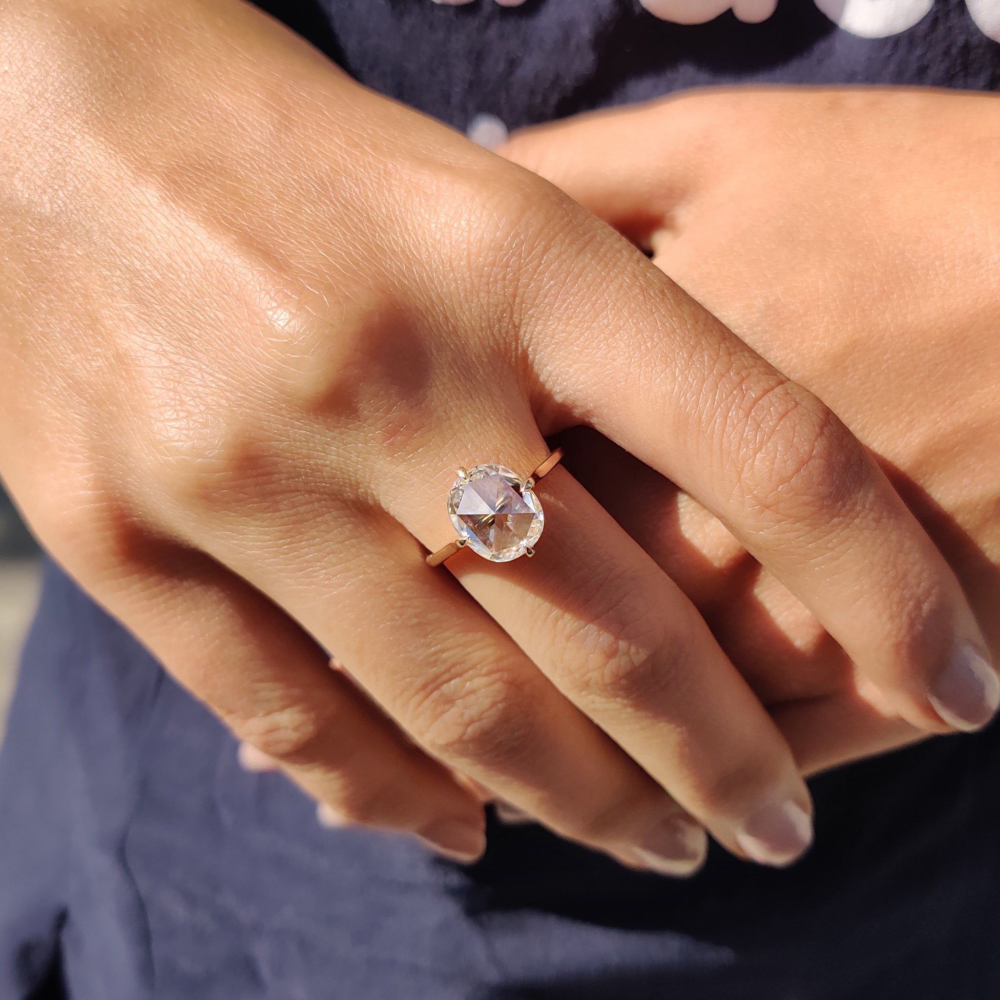 Cushion Rose Cut Solitaire Engagement Ring
