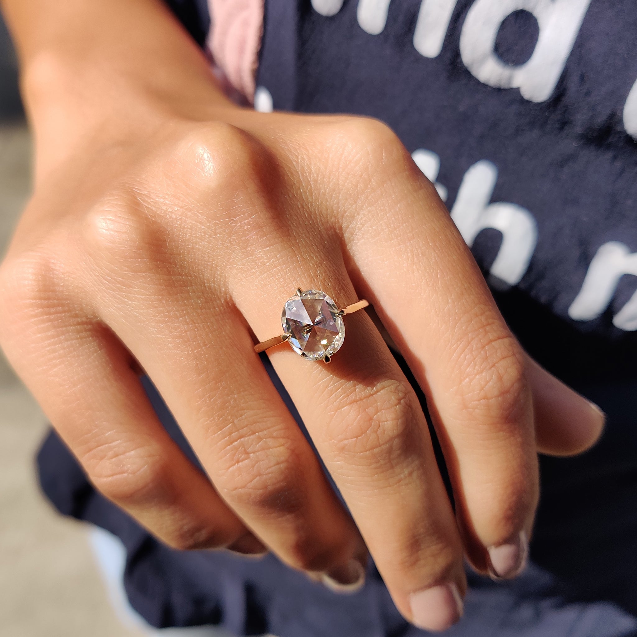 Cushion Rose Cut Solitaire Engagement Ring