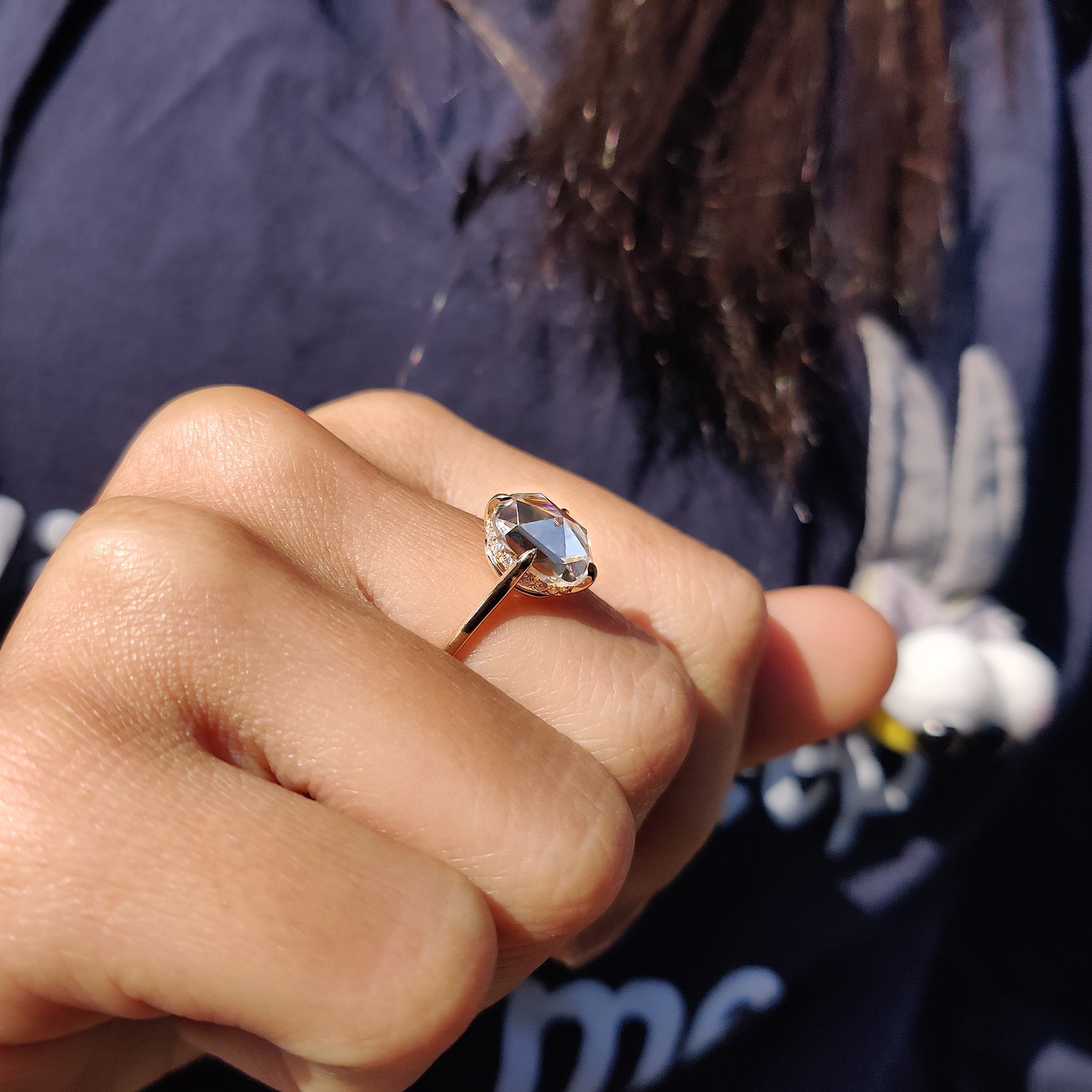 Cushion Rose Cut Solitaire Engagement Ring