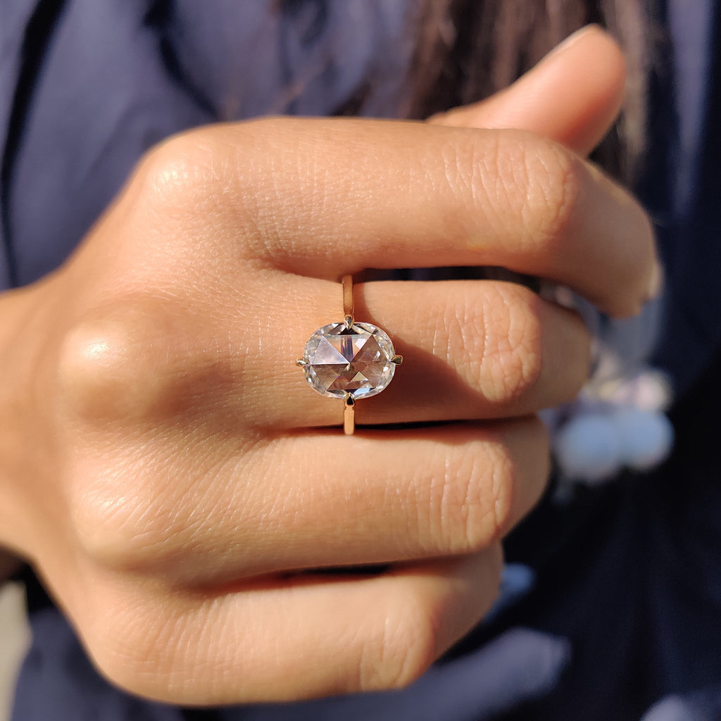 Cushion Rose Cut Solitaire Engagement Ring