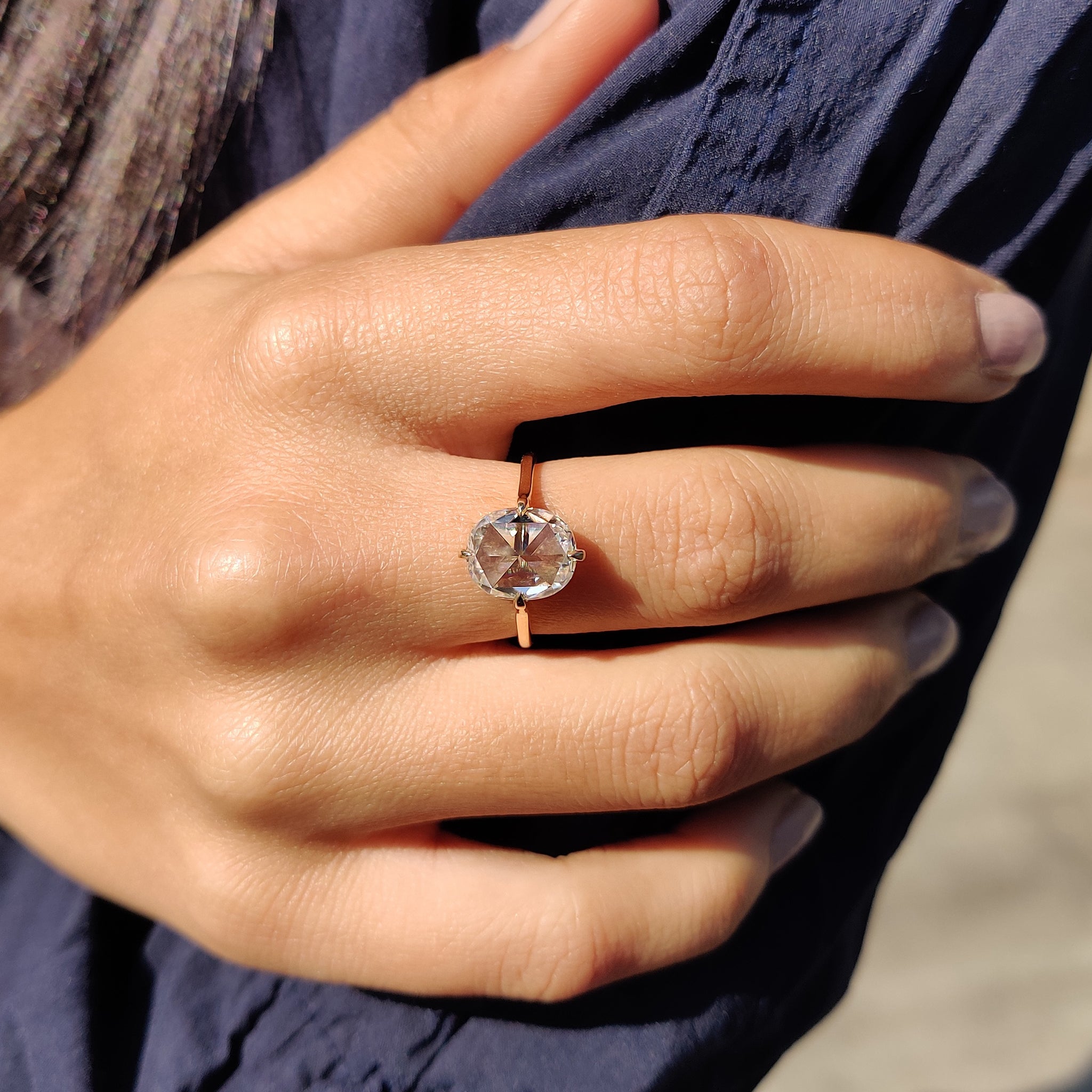 Cushion Rose Cut Solitaire Engagement Ring Secondary image
