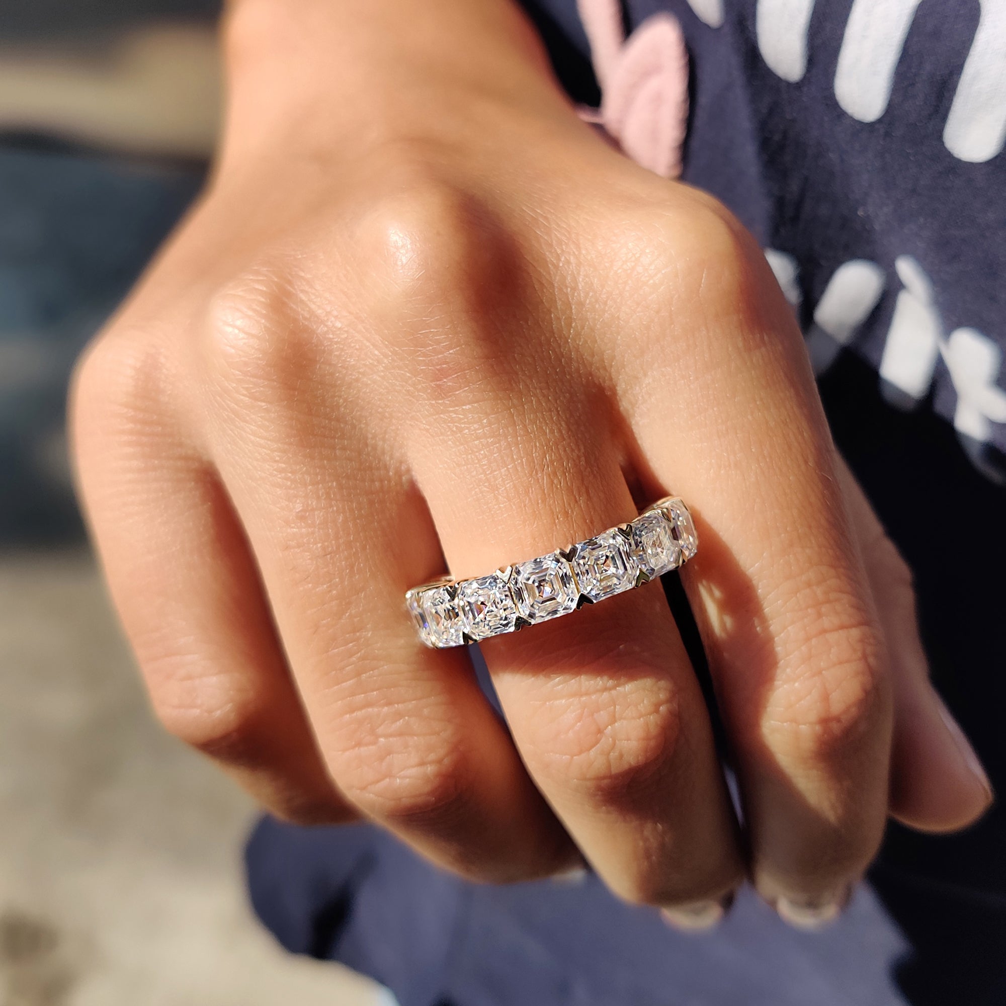 Asscher Cut Eternity Band With Secure Heart Shaped Prong Secondary image