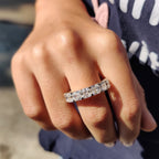 Asscher Cut Eternity Band With Secure Heart Shaped Prong
