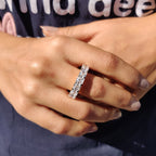 Asscher Cut Eternity Band With Secure Heart Shaped Prong