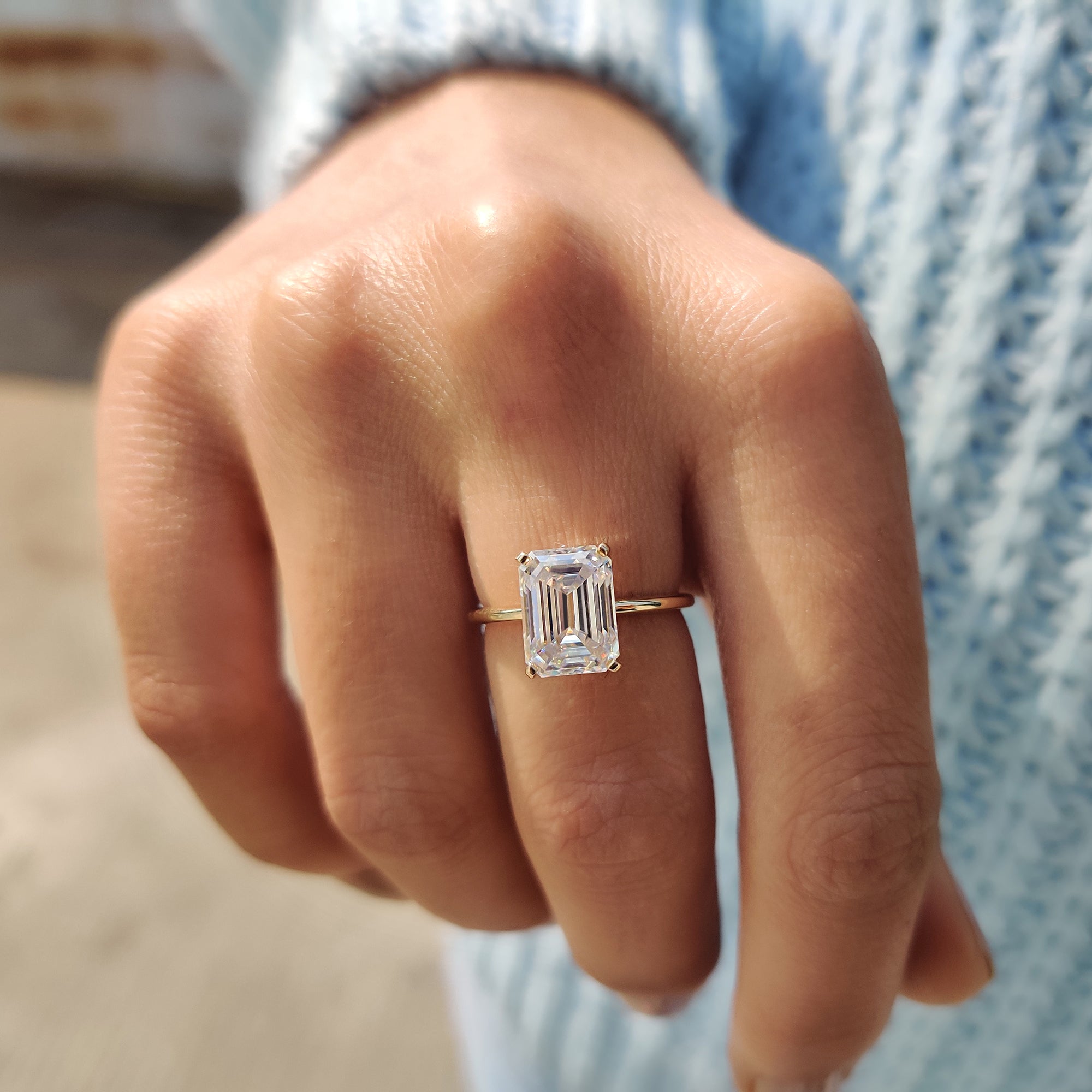 Emerald Cut Solitaire Ring In Yellow Gold Secondary image