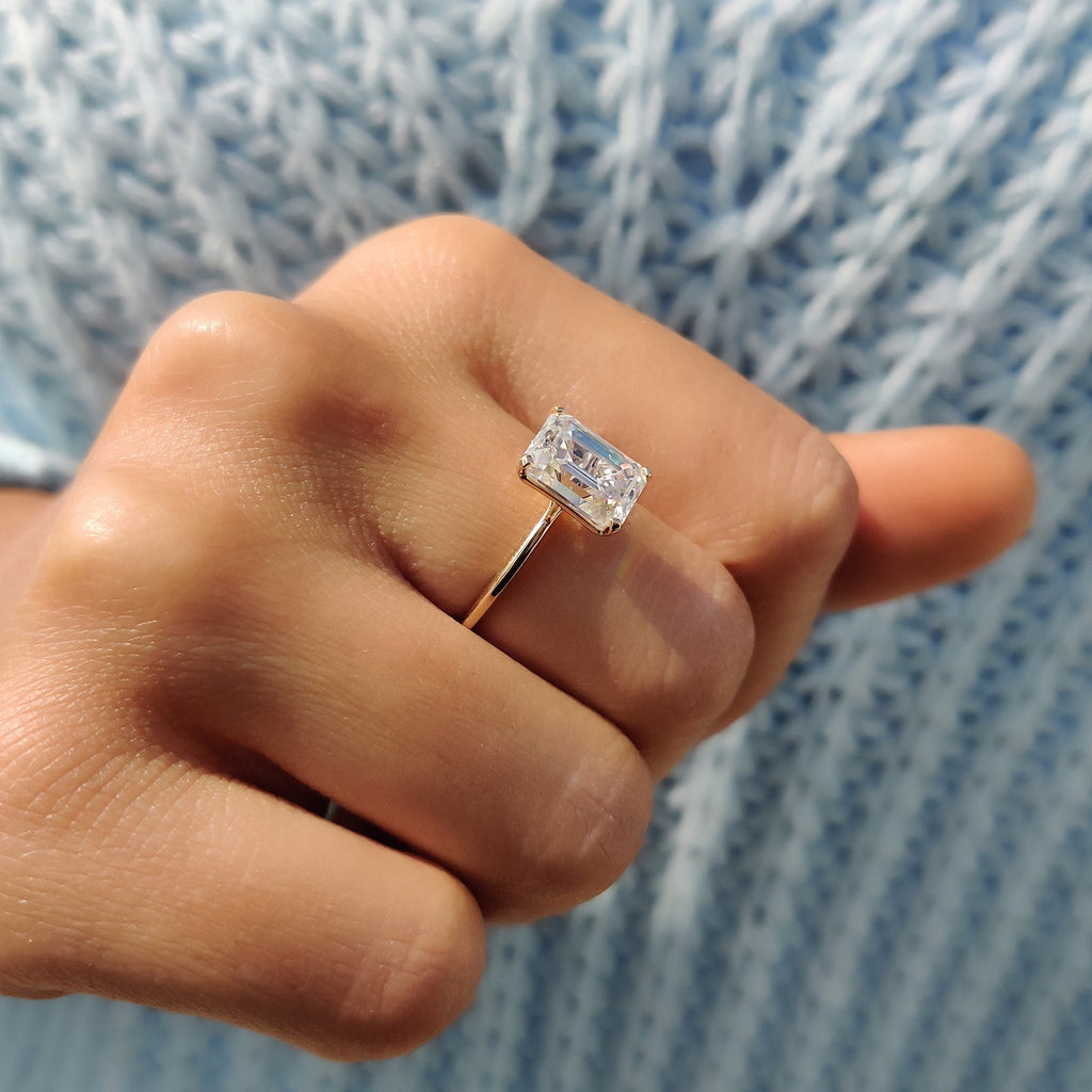 Emerald Cut Solitaire Ring - Yellow Gold