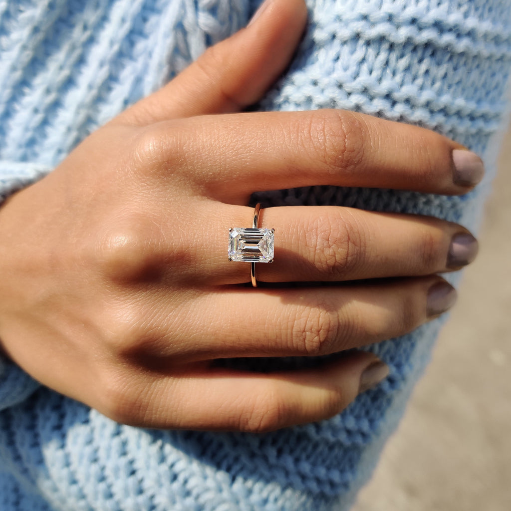 Emerald Cut Solitaire Ring In Yellow Gold