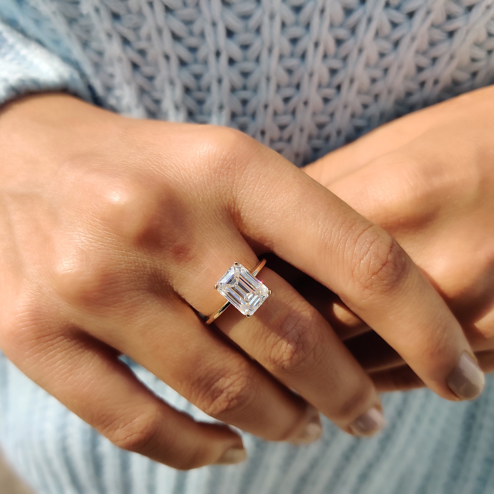 Emerald Cut Solitaire Ring In Yellow Gold