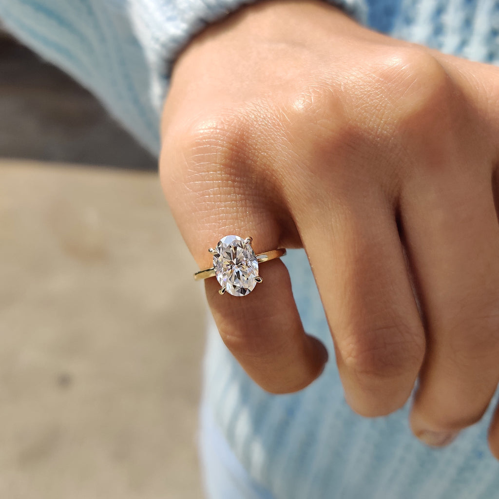 Oval Cut Hidden Halo Ring