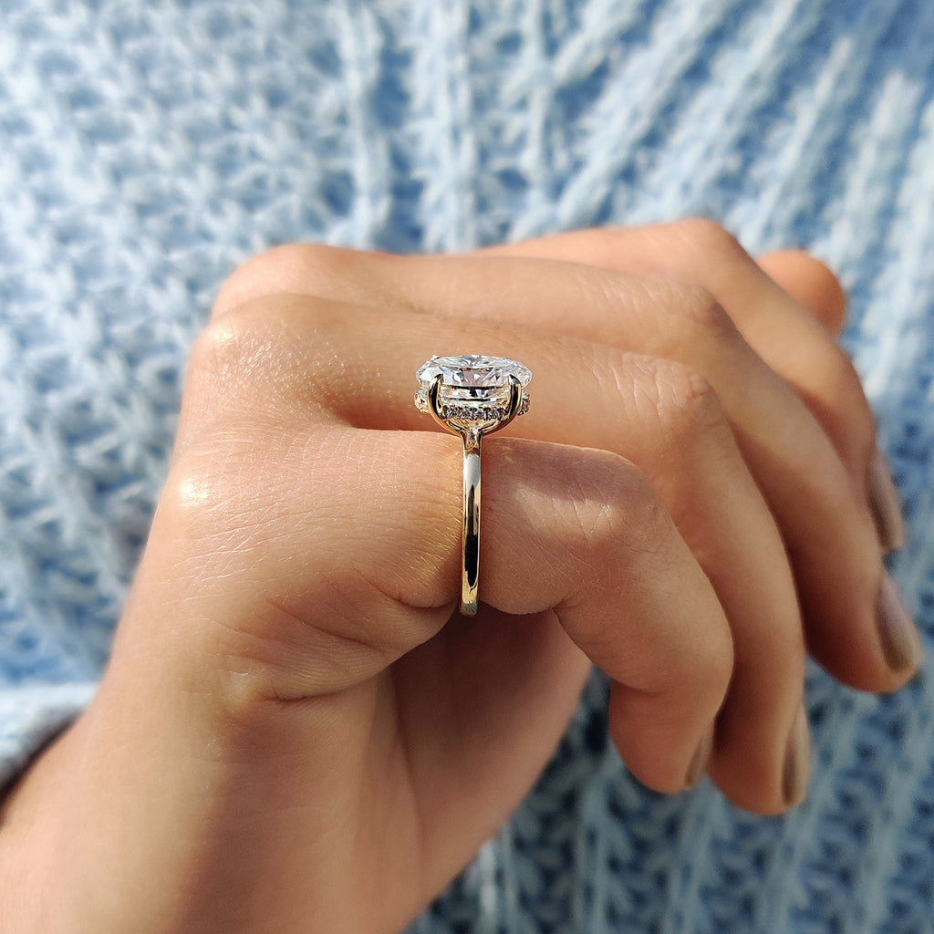 Oval Cut Hidden Halo Ring
