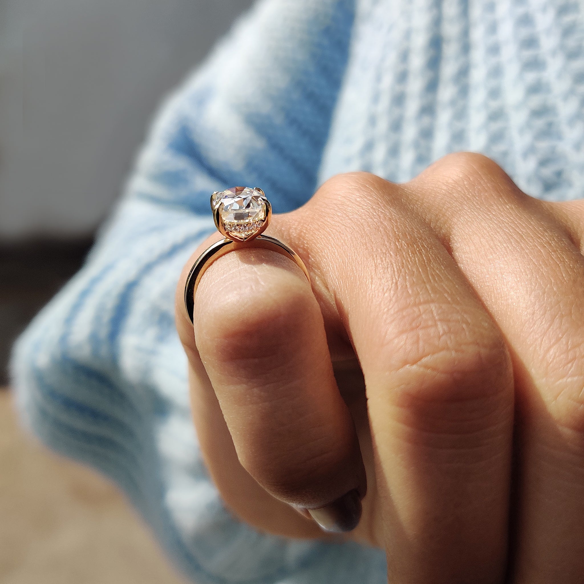 Oval Cut Hidden Halo Ring