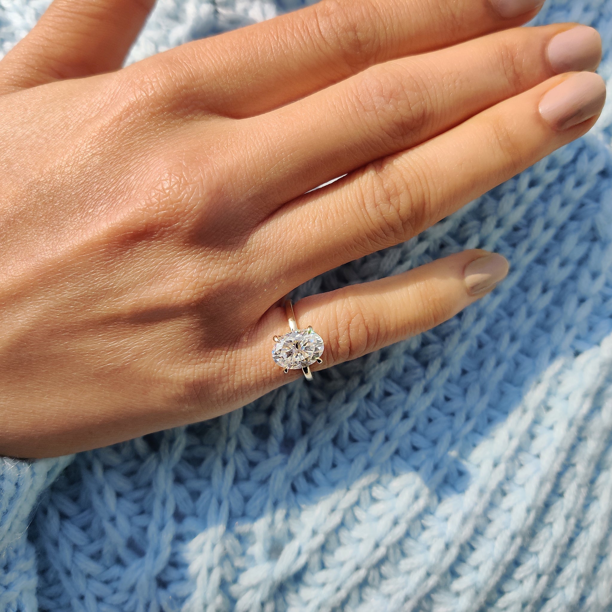 Oval Cut Hidden Halo Ring