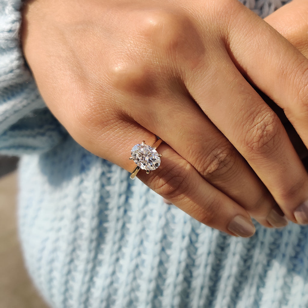 Oval Cut Hidden Halo Ring