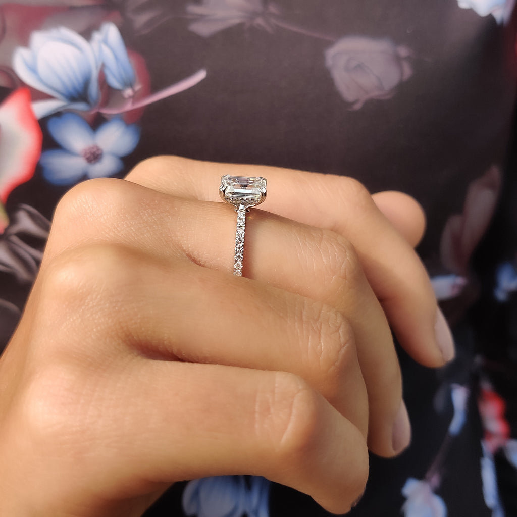 Hidden Halo Cushion Cut Ring