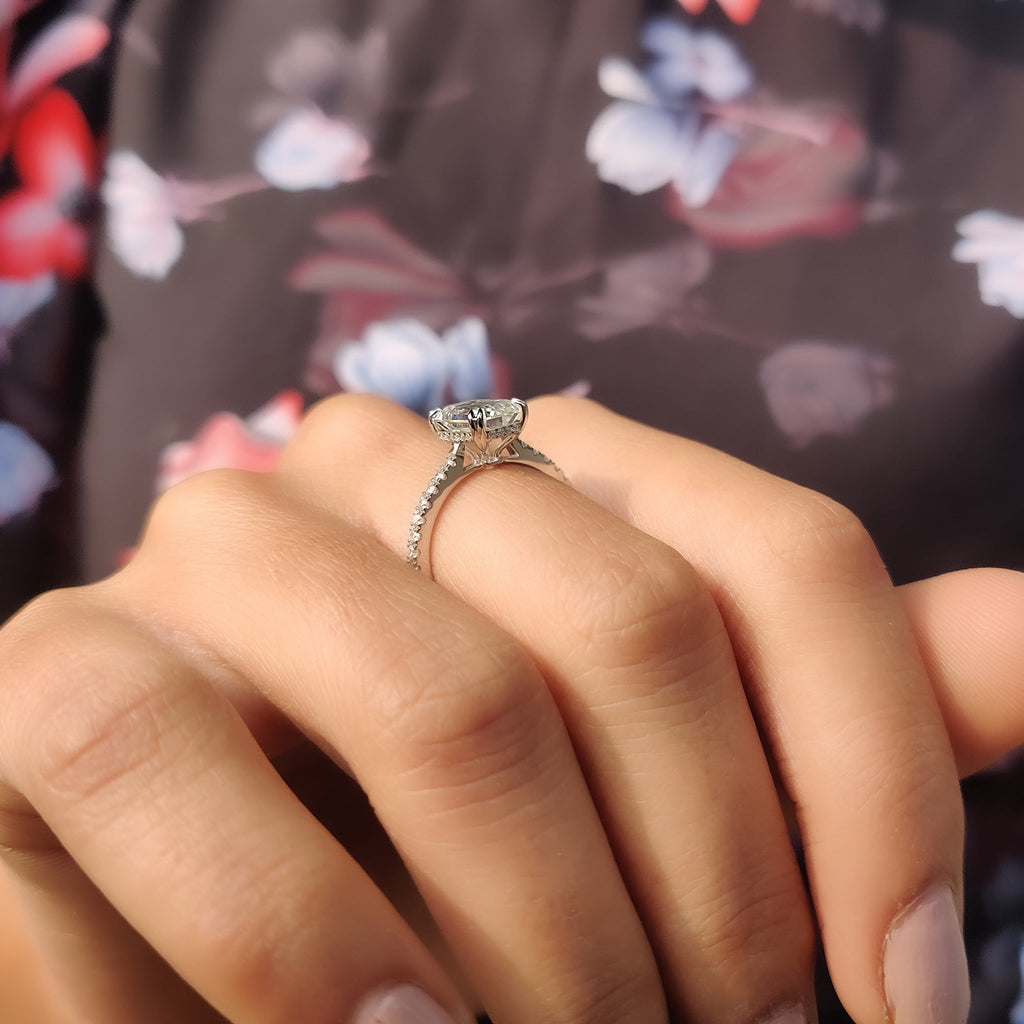 Hidden Halo Cushion Cut Ring