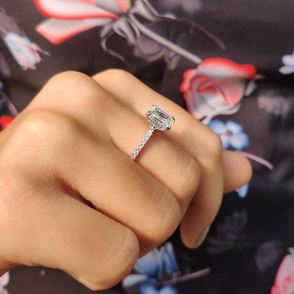 Hidden Halo Cushion Cut Ring