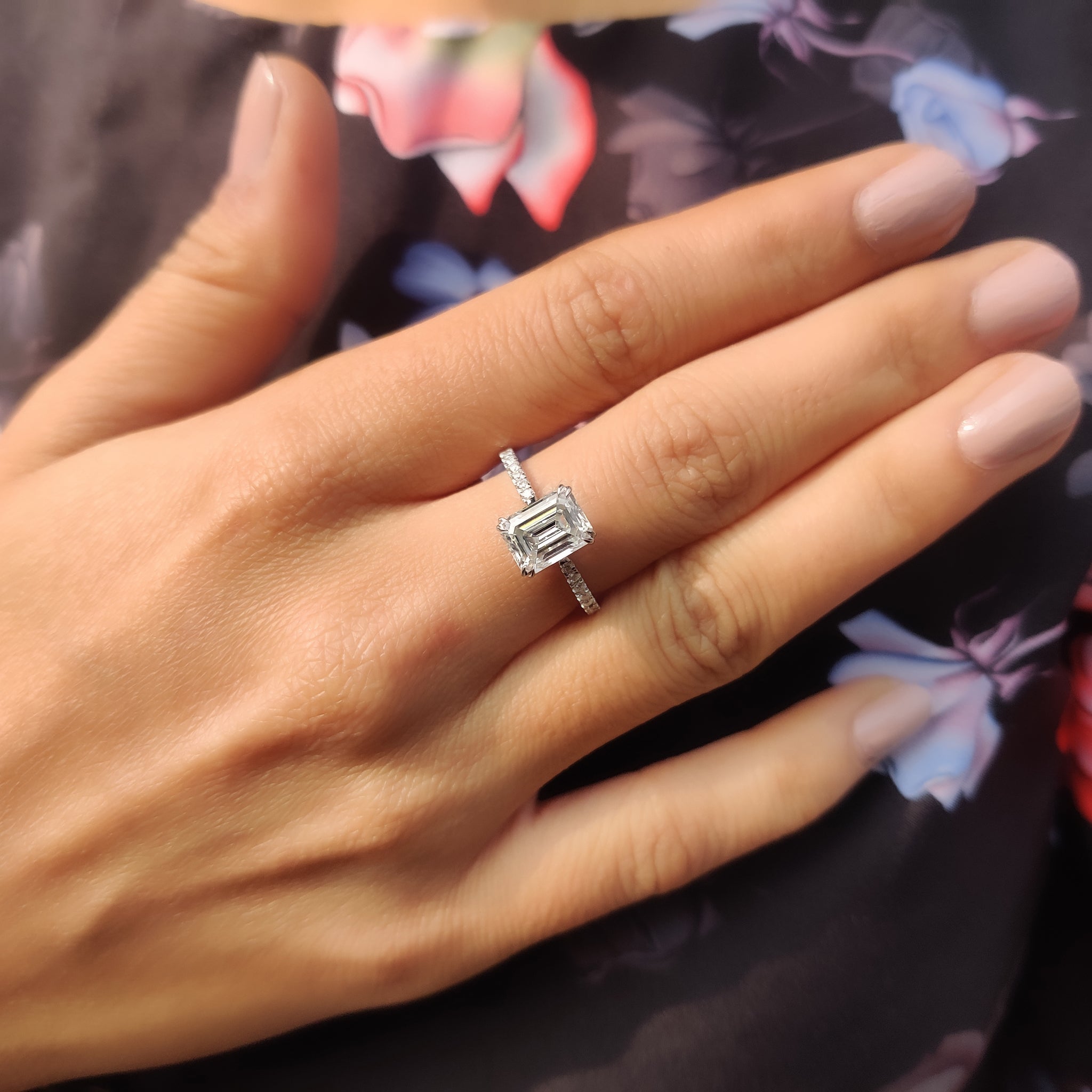 Hidden Halo Cushion Cut Ring
