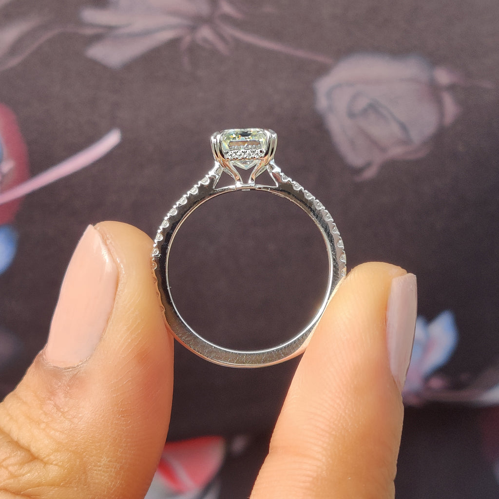 Hidden Halo Cushion Cut Ring